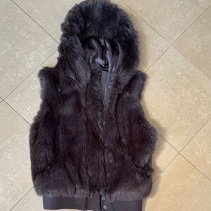 Divided by H&M Black Faux Fur Hooded Sleeveless Vest